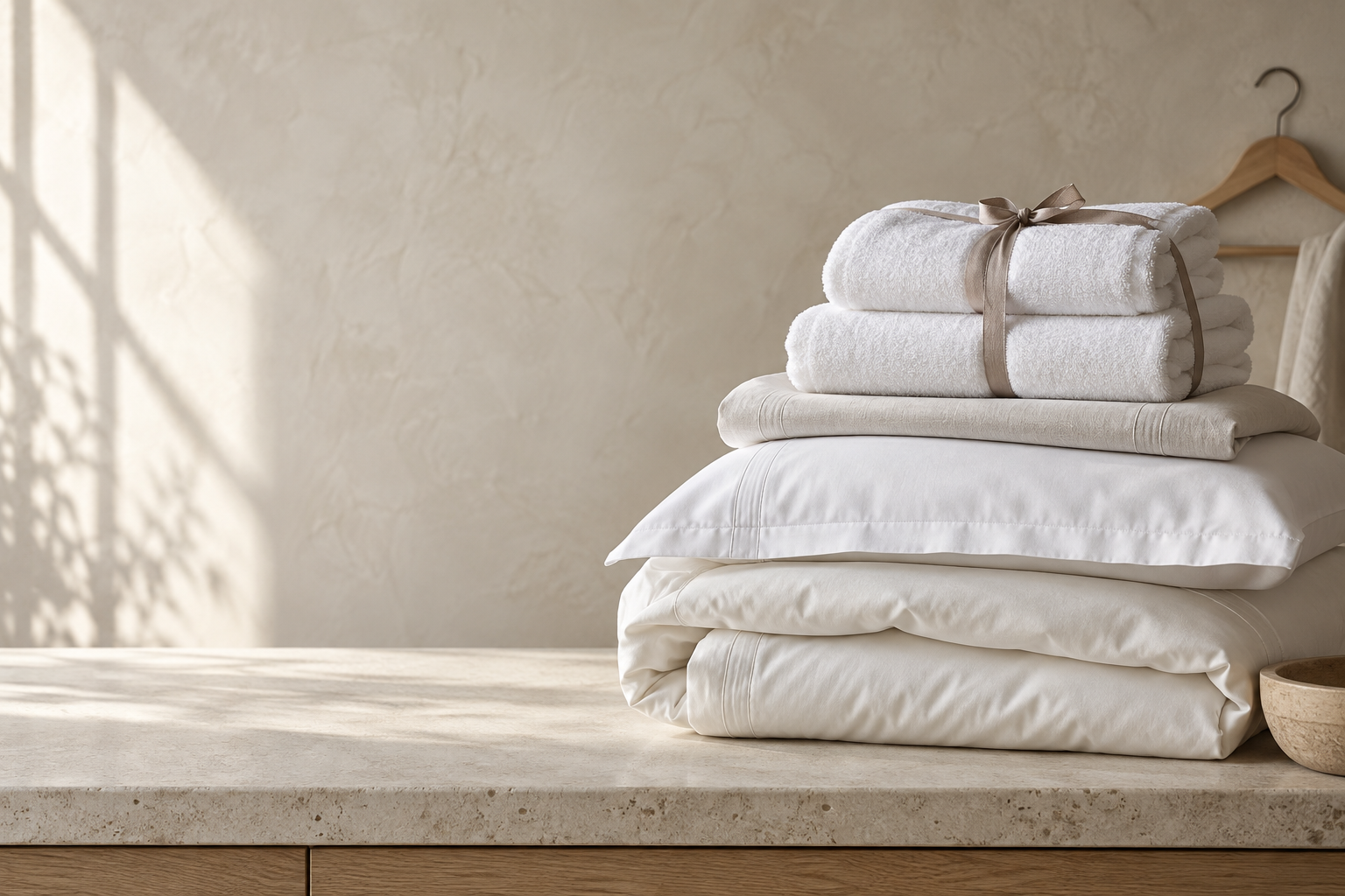 Linge de lit et serviettes premium soigneusement préparés